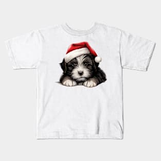 Christmas Peeking Puppy Kids T-Shirt